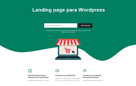 Landing page para wordpress